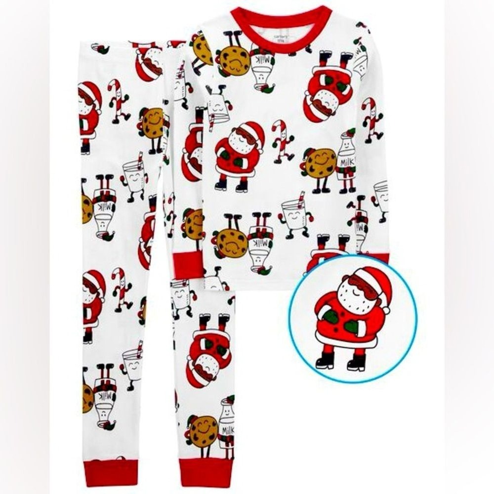 Carter's 2-Piece Santa 100% Cotton Pajamas Cotton Rib Cuffs Holiday 3T